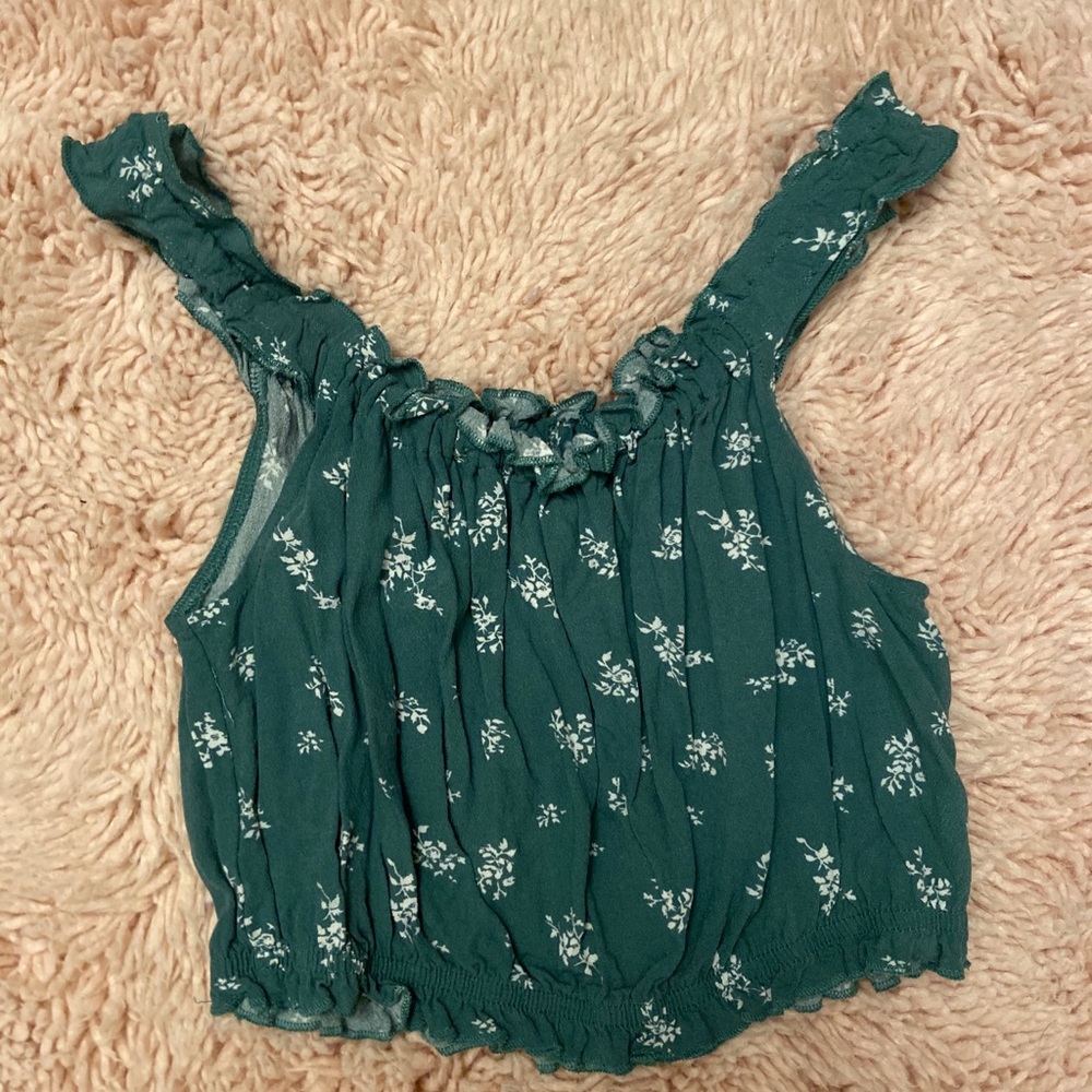 Green off the shoulder crop top
